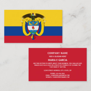 Colombian Flag & Coat of Arms, Flag of Colombia Business Card