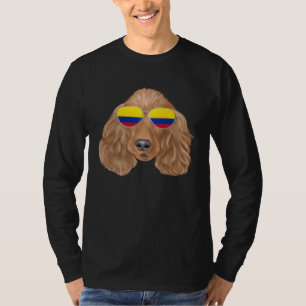 Colombian Flag Cocker Spaniel Dog Colombia Pocket T-Shirt