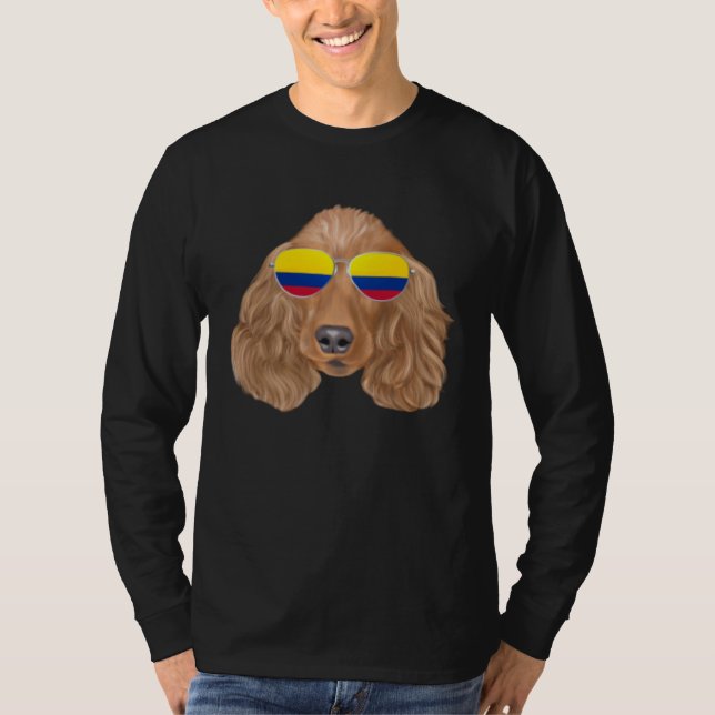 Colombian Flag Cocker Spaniel Dog Colombia Pocket T-Shirt (Front)