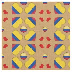 Colombian Flag & Colombia Heart fashion Fabric