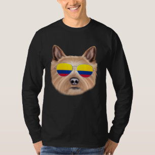 Colombian Flag Norwich Terrier Dog Colombia Pocket T-Shirt