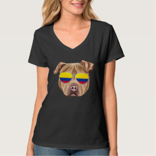 Colombian Flag Usa Staffordshire Terrier Dog Colom T-Shirt