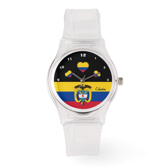 Colombian Flag watch, Hearts, Colombia /sports Watch (Front)