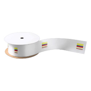 Colombian Flag with Word COLOMBIA Satin Ribbon