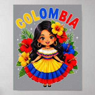 Colombian Girl Traditional Dress Colombia Hispanic Poster