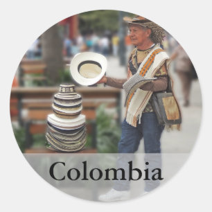 Colombian Hat Vendor Customisable Text Classic Round Sticker