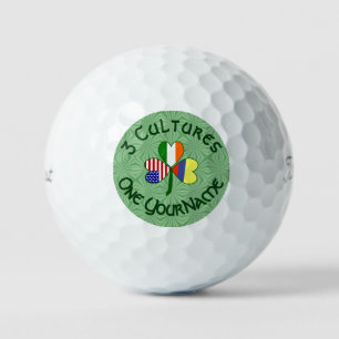 Colombian Irish American Flag Shamrock Personalise Golf Balls
