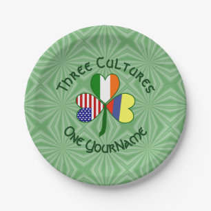 Colombian Irish American Flag Shamrock Personalise Paper Plate