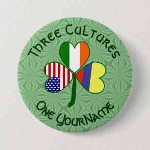Colombian Irish American Flags Shamrock Your Name 7.5 Cm Round Badge