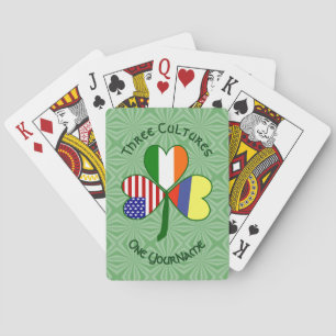 Colombian Irish USA Shamrock Flag Personalise Text Playing Cards