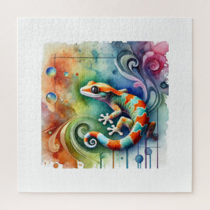 Colombian leaftoed gecko 210724AREF126 - Watercolo Jigsaw Puzzle