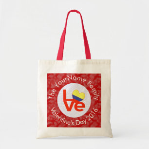 Colombian LOVE White on Red Tote Bag