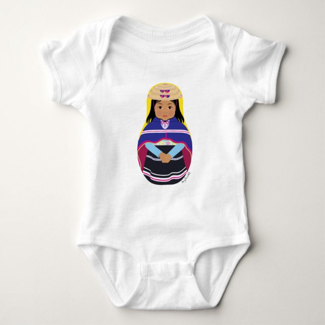 Colombian, Misak Matryoshka Baby Bodysuit (Front)