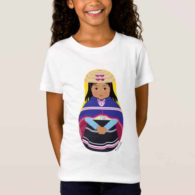 Colombian, Misak or Guambiana Matryoshka Girls' T-Shirt (Front)