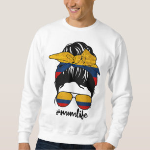 Colombian Mum Messy Bun Colombia Pride Patriotic M Sweatshirt