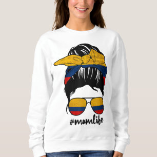 Colombian Mum Messy Bun Colombia Pride Patriotic M Sweatshirt