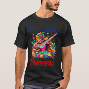 Colombian Princess Dabbing Colombia Flag Cultural T-Shirt