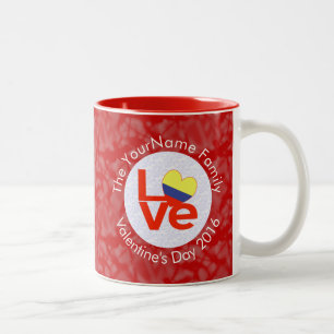 Colombian Red LOVE Flag Personalised Two-Tone Coffee Mug