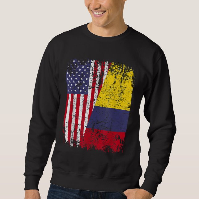 COLOMBIAN ROOTS Half American Flag COLOMBIA Sweatshirt (Front)