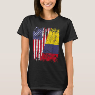 COLOMBIAN ROOTS Half American Flag COLOMBIA T-Shirt