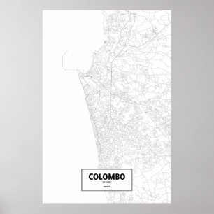 Colombo, Sri Lanka (black on white) Poster