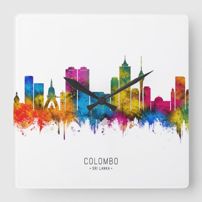Colombo Sri Lanka Skyline Square Wall Clock (Front)