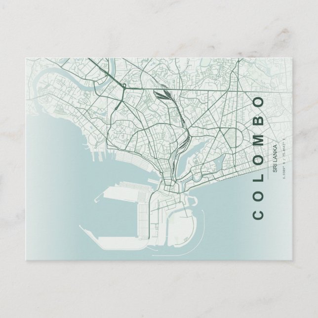 Colombo Srilanka Map Minimal Postcard (Front)