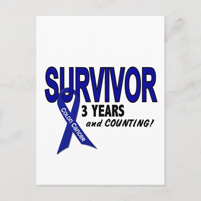 Colon Cancer 3 Year Survivor Postcard (Front)