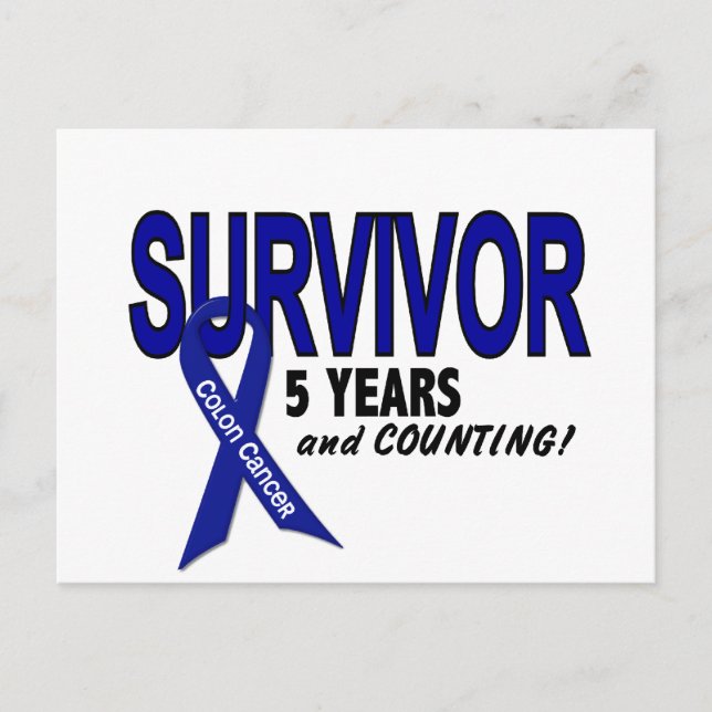 Colon Cancer 5 Year Survivor Postcard (Front)