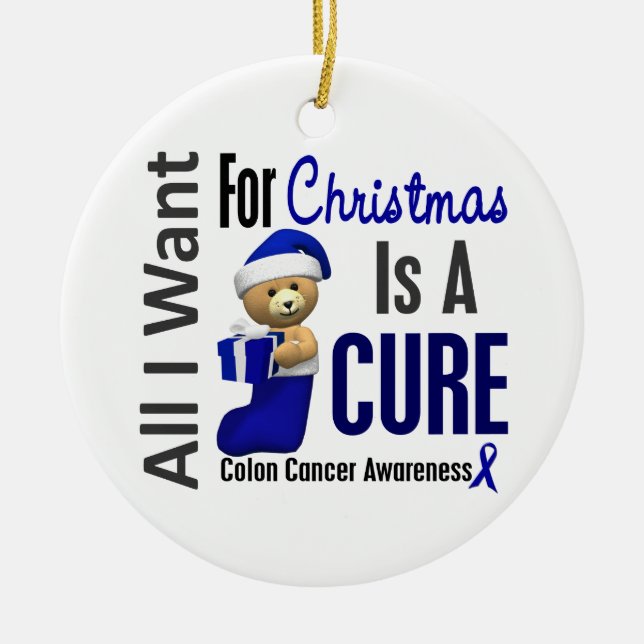 Colon Cancer All I Want For Christmas Ornaments (Front)