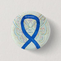 Colon Cancer Angel Blue Awareness Ribbon Art Pin