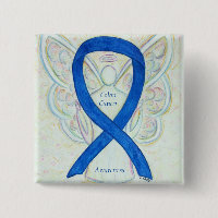Colon Cancer Angel Blue Awareness Ribbon Art Pin