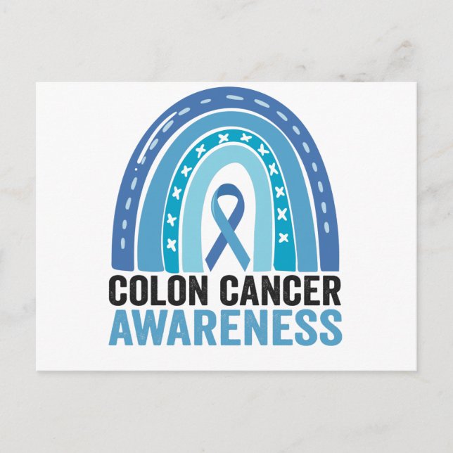 Colon Cancer Awareness Blue Rainbow Gift Postcard (Front)