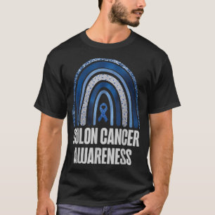 Colon Cancer Awareness Blue Ribbon and Rainbow Tre T-Shirt
