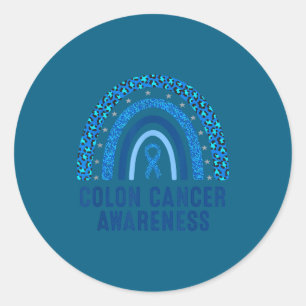 Colon Cancer Awareness Blue Ribbon Classic Round Sticker