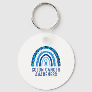 Colon Cancer Awareness Blue Ribbon Design Key Ring