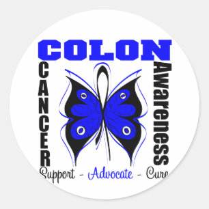Colon Cancer Awareness Butterfly Classic Round Sticker