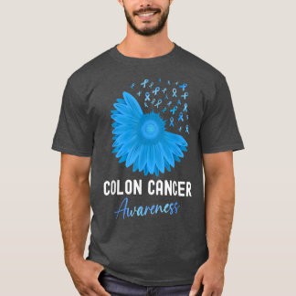 Colon Cancer Awareness Colourectal Cancer Blue Sun T-Shirt