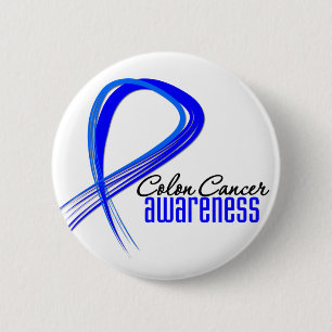 Colon Cancer Awareness Grunge Ribbon 6 Cm Round Badge