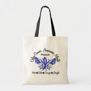 Colon Cancer Awareness Month Butterfly 3.2 Tote Bag