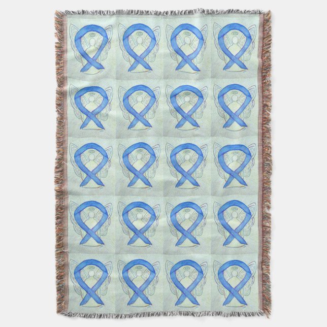 Colon Cancer Awareness Ribbon Throw Blankets (Front Vertical)