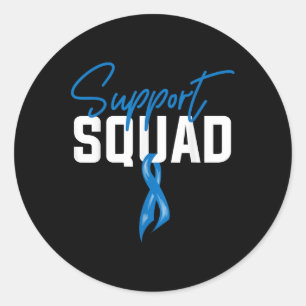 Colon Cancer Awareness Support Squad Blue Ribbon  Classic Round Sticker