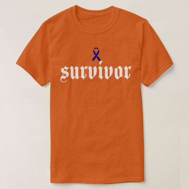 Colon Cancer Awareness Survivor Blue Ribbon Gift2 T-Shirt (Design Front)