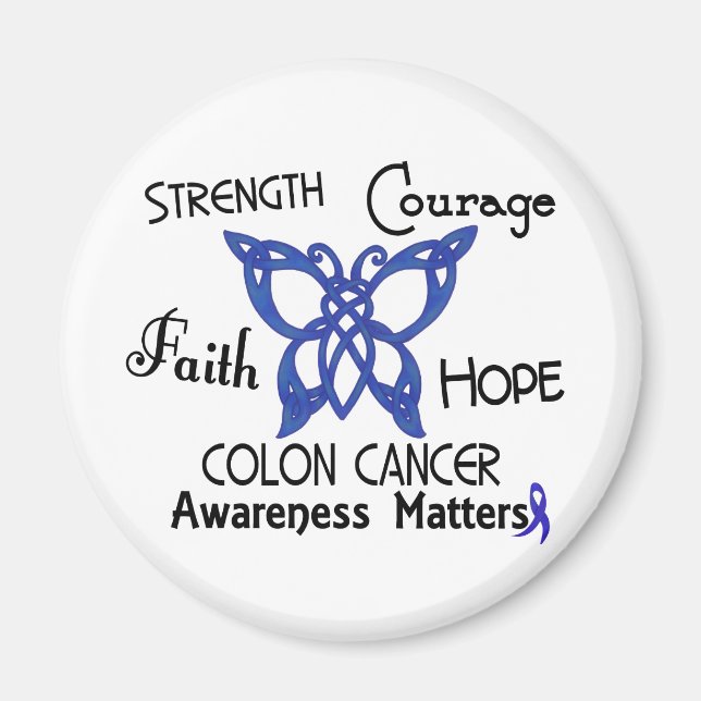 Colon Cancer Celtic Butterfly 3 Magnet (Front)