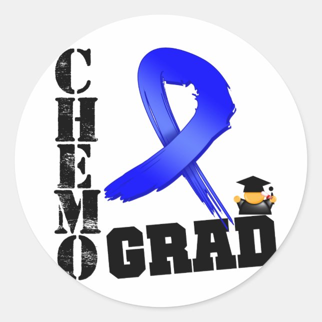 Colon Cancer Chemo Grad Classic Round Sticker (Front)