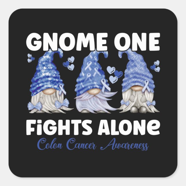 Colon Cancer Colourectal Cancer Dark Blue Ribbon Square Sticker (Front)