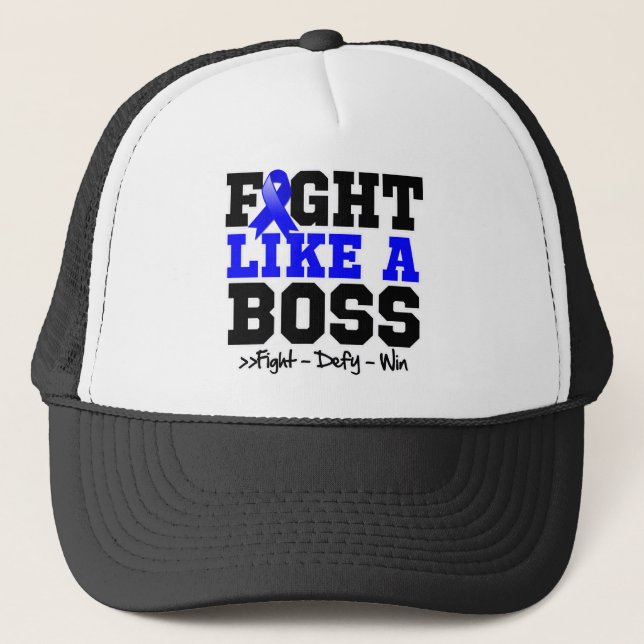 Colon Cancer Fight Like a Boss Trucker Hat (Front)