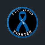 Colon Cancer Fighter Ribbon Black Button<br><div class="desc">Colon Cancer Fighter Ribbon Black Button for awareness and support for people fighting colon cancer.</div>