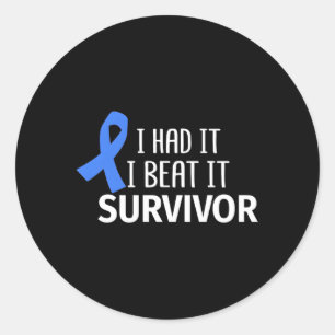 Colon Cancer I Had It I Beat It Survivor Dark Blue Classic Round Sticker
