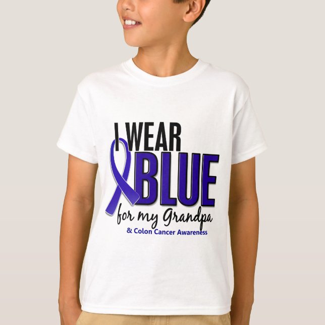 Colon Cancer I Wear Blue For My Grandpa 10 T-Shirt (Front)